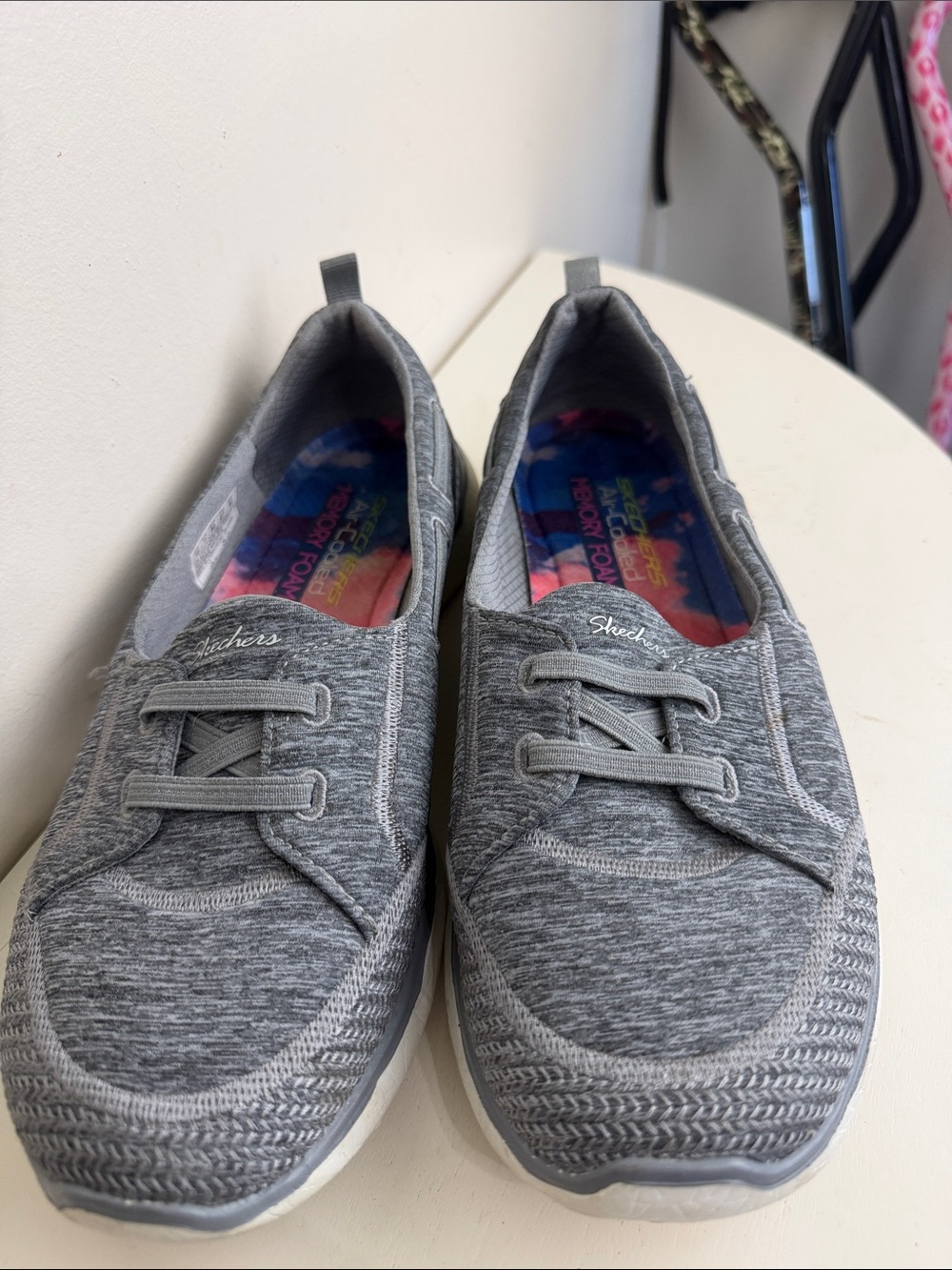 Skechers Gray Knit Slip-On Casual Sneakers